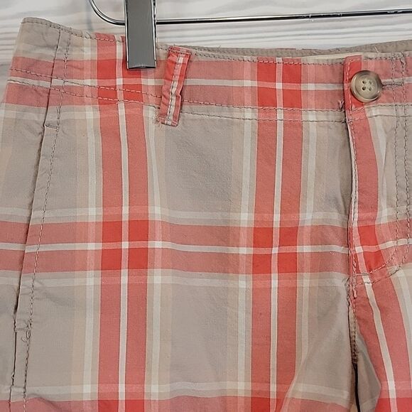 Old Navy plaid khakis 3 1/2 shorts - orange & tan Women's Size 4 - Picture 2 of 10
